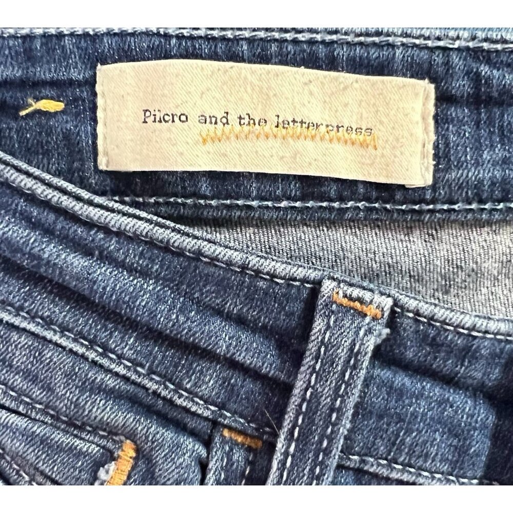 Anthropologie Pilcro Stet Size 27 Slim Bootcut Distress Jeans Blue Stretch - Picture 3 of 12